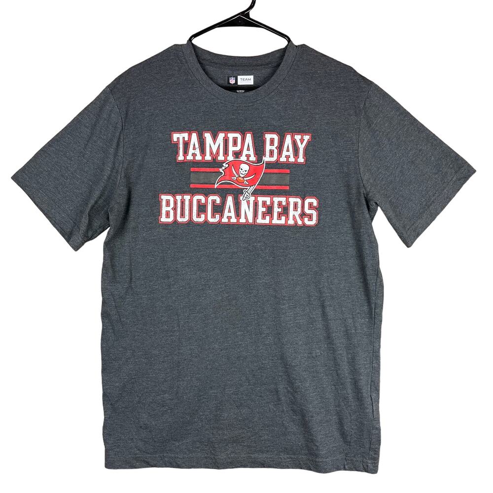NFL Team Apparel Mens Tee Gray Tampa Bay Buccaneers Crew Short Sleeve Large